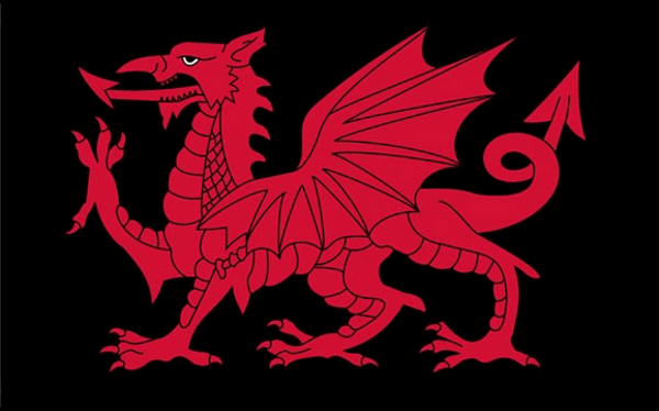 Wales Dragon On Black