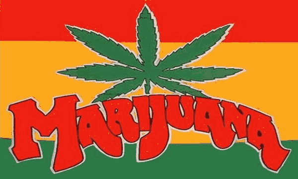 Marijuana On Red Yellow And Green Horizontal Stripes