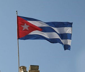 The flag of Cuba flies