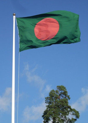 The flag of Bangladesh flying