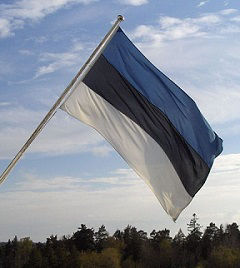 The flag of Estonia flies