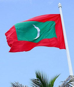 The flag of the Maldives flies
