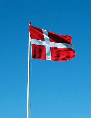 The flag of Denmark flying