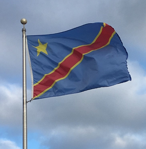 The flag of the Democratic Republic Of The Congo flies