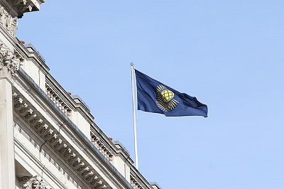 The Commonwealth of Nations flag flying outside the Foreign Office building in London