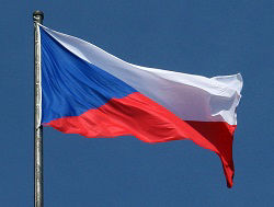 The flag of the Czech Republic flies