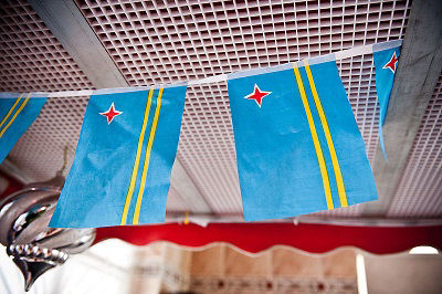 The flag of Aruba in bunting form