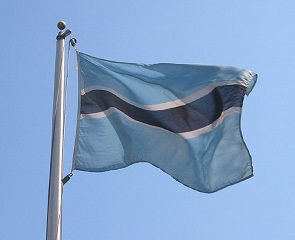 The flag of Botswana flies
