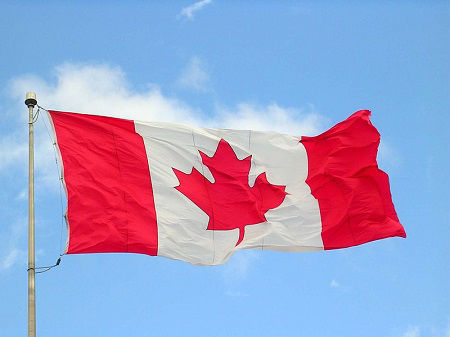 The flag of Canada flies