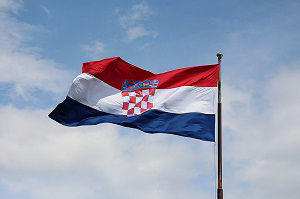 The flag of Croatia flies