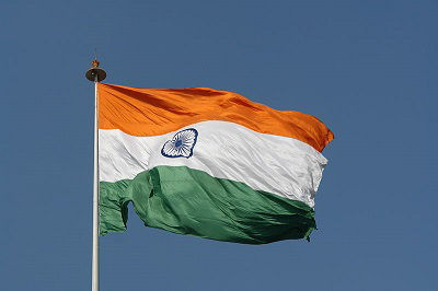 The flag of India flying in New Delhi