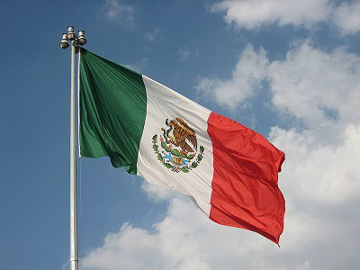 The flag of Mexico flying
