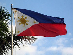 The flag of the Philippines flies