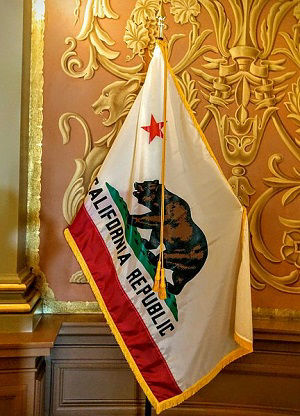 The flag of California on display at the California State Capitol