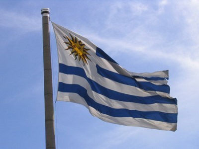 A Uruguay flag flies