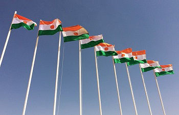 A row of Niger flags flying