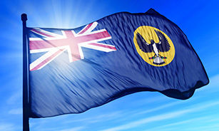 The flag of South Australia flying