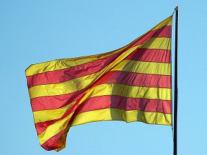 The flag of Catalonia flies