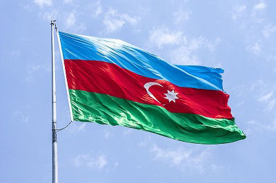 The flag of Azerbaijan flying