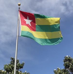 The flag of Togo flies