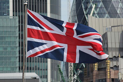 The flag of the United Kindgom - the 'Union Jack' - flies in London